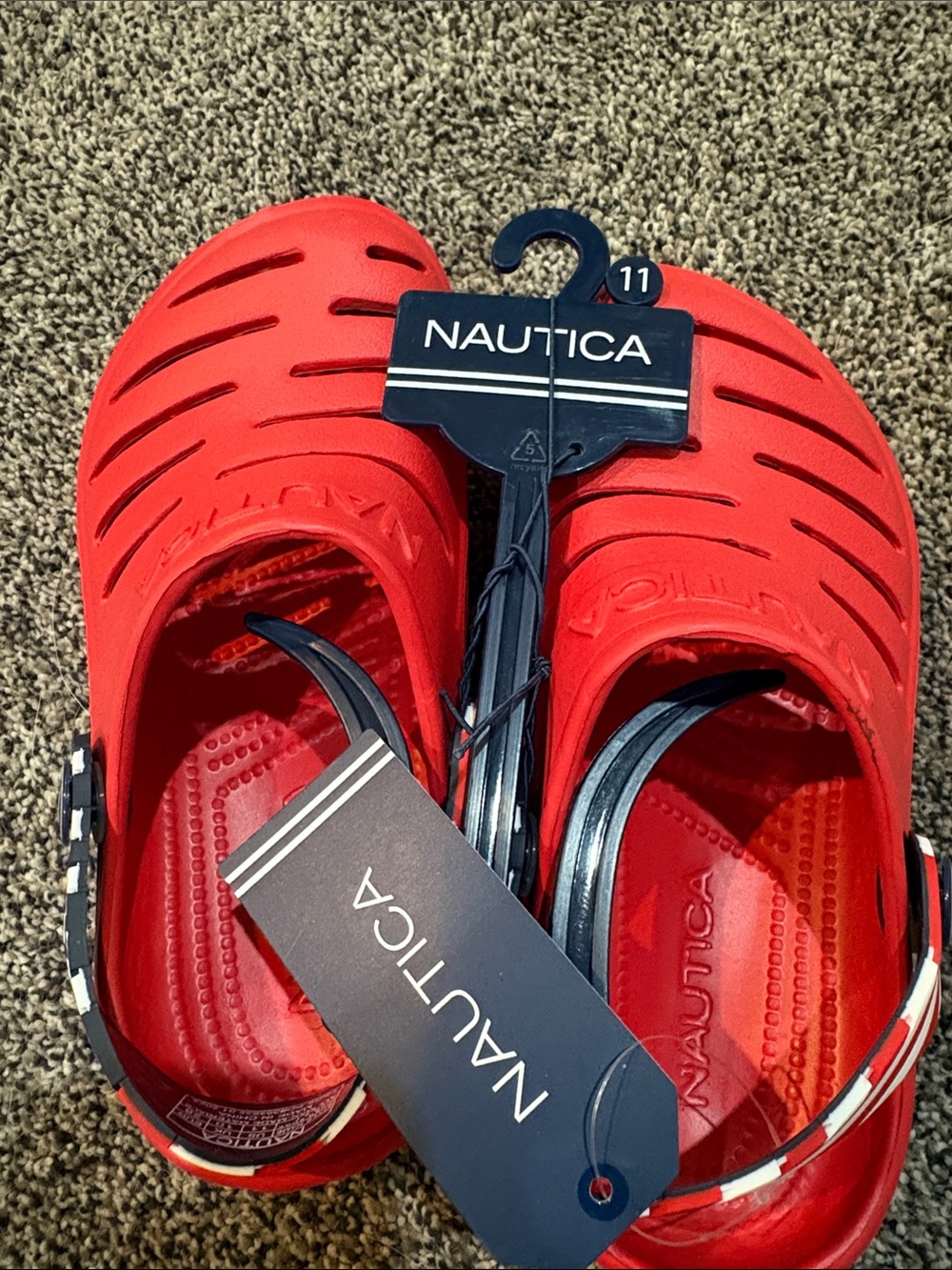 Nautica Kids Red and Navy Back-Strap Sandals